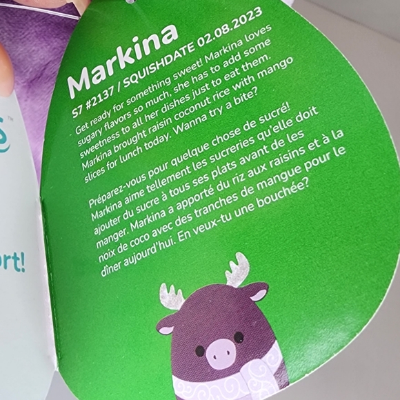 🎄 MARKINA 🫎 FTM ☆ Purple Moose Christmas 2023 Original Squishmallow ☆》NWT《☆ - Picture 3 of 8